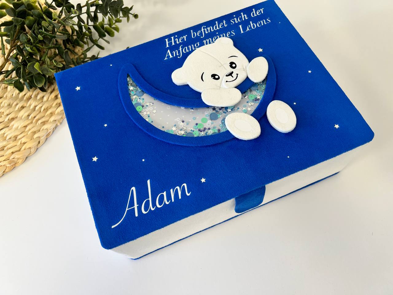 Erinnerungsbox „Adam" — blauer Samt