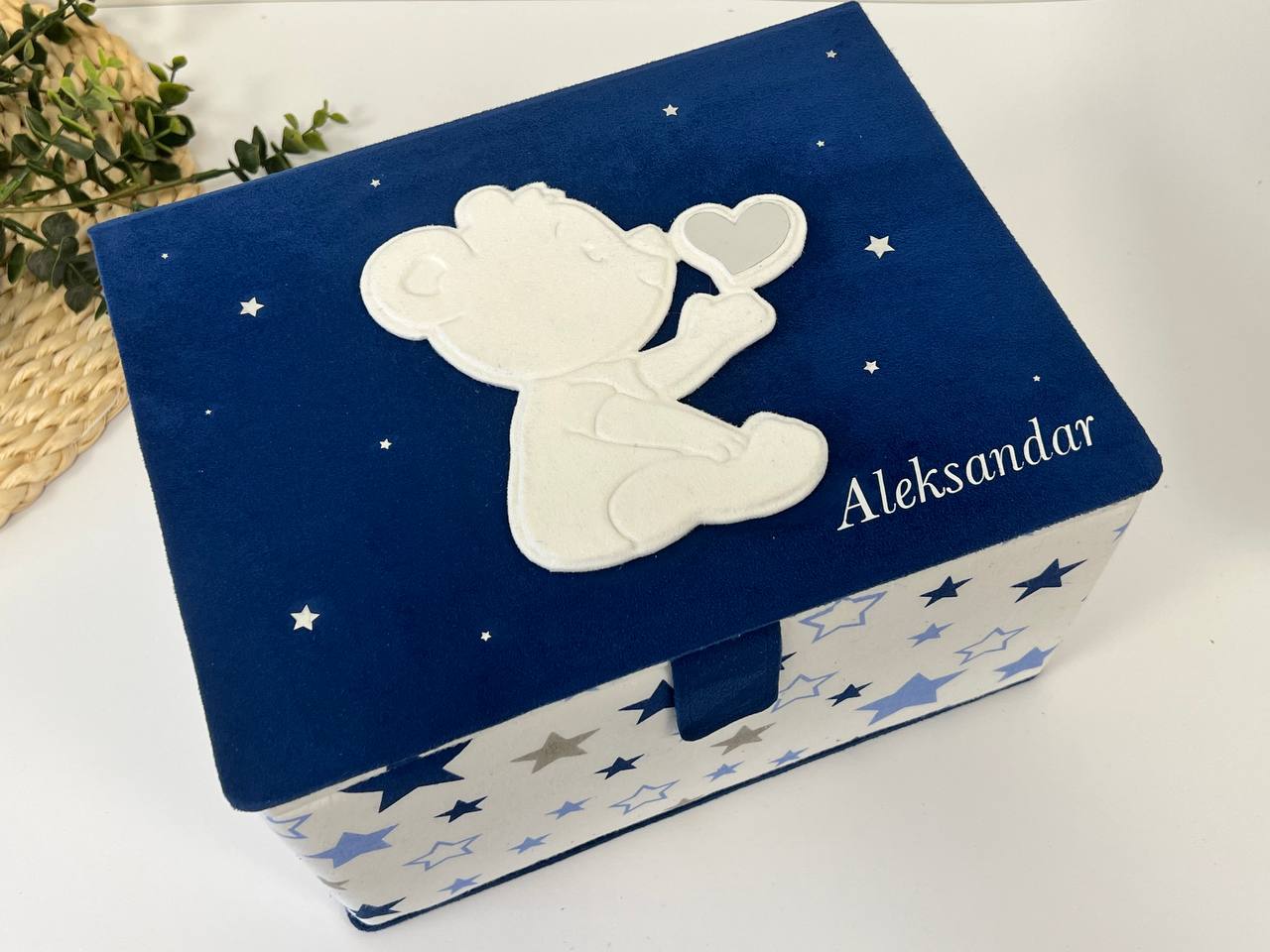 Erinnerungsbox „Aleksandar" — blauer Samt