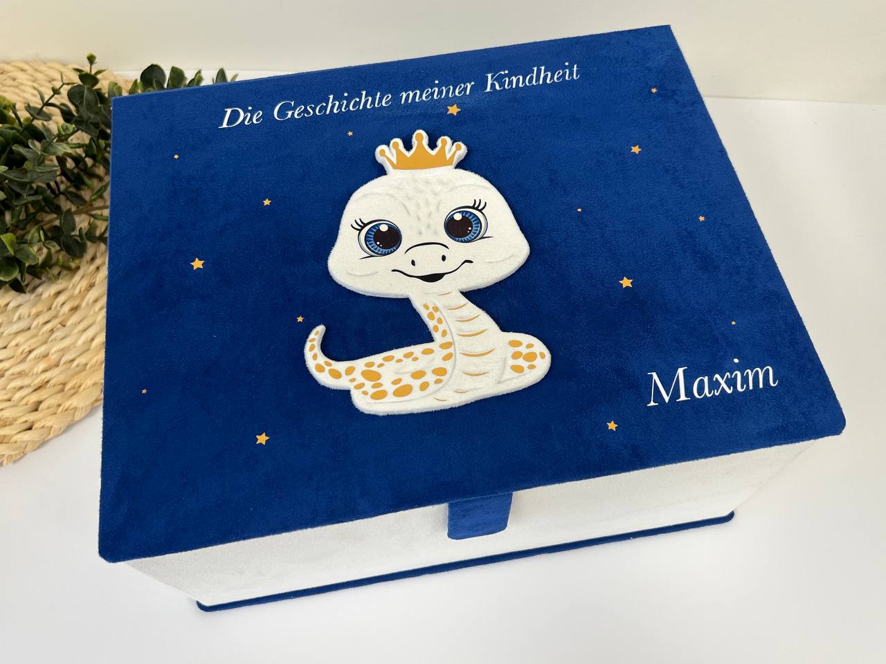 Erinnerungsbox „Maxim" — blauer Samt